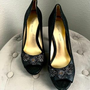Antonio Melani Embellished Peeptoe Pumps size 9.5